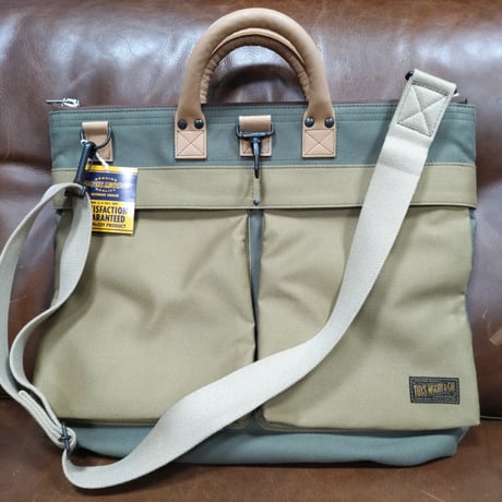 トイズマッコイ　TOYS McCOY　HELMET BAG GROSGLAIN OLIVE/KHAKI　TMA2024 (161)