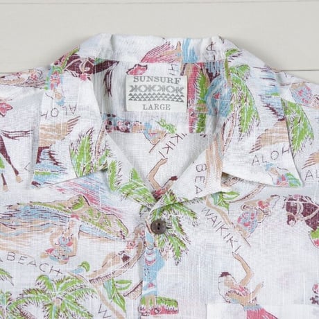 サンサーフ SLUBYARN S/S OPEN SHIRT "PA'U RIDER"　SS37263　Lサイズ