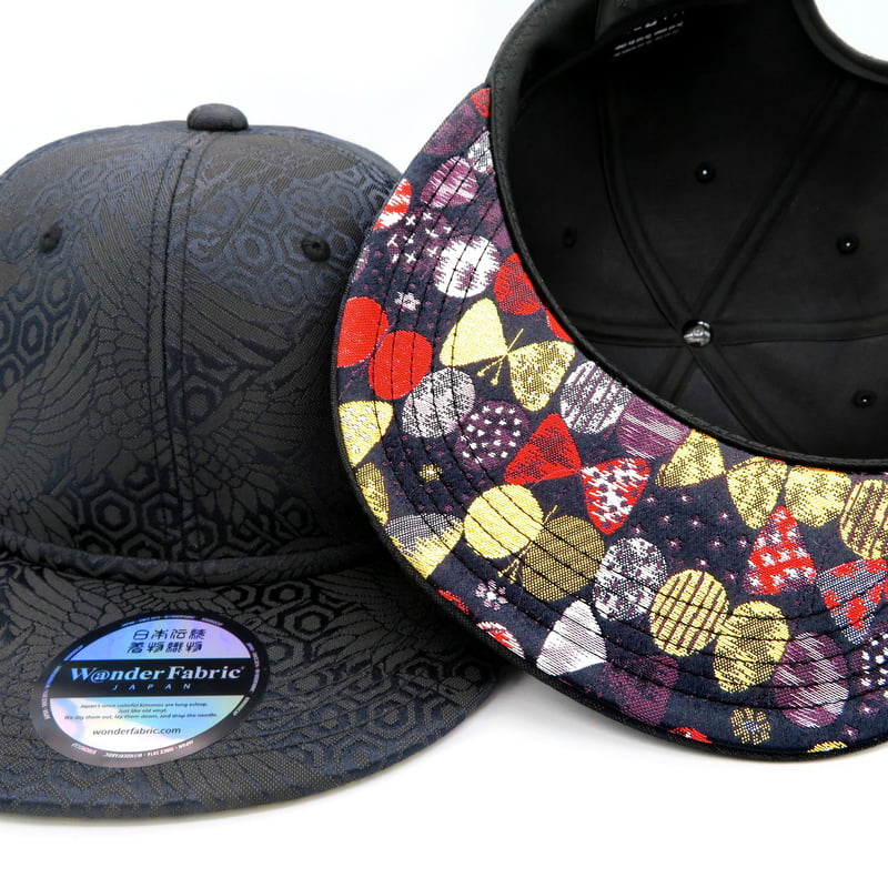 西陣織キャップ　帽子（お得な３種セット） NISHIJINBLACK CAP x ツバ裏NISHIJIN | W@NDERFABRIC®