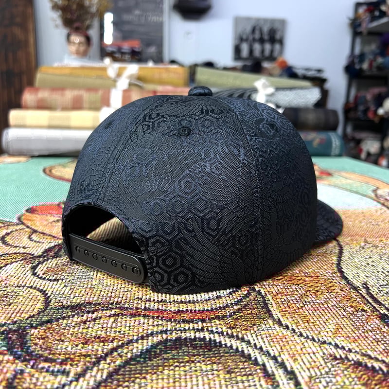 カーブツバタイプA】NISHIJINBLACK CAP：黒鶴 | W@NDERFABRIC®