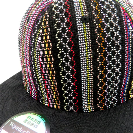 【XL】手縫刺繍＆桐生織MIXCAP：01