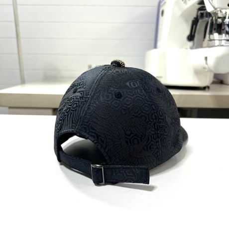 【S】手縫刺繍ｘNISHIJINBLACK CAP（カーブツバタイプ）