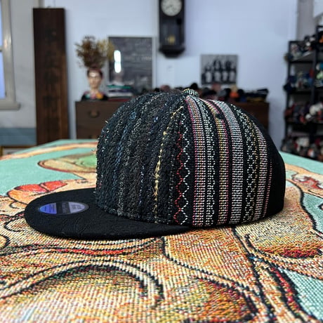 【XL】手縫刺繍ｘ裂き手織りｘ信長マントMIXCAP 02