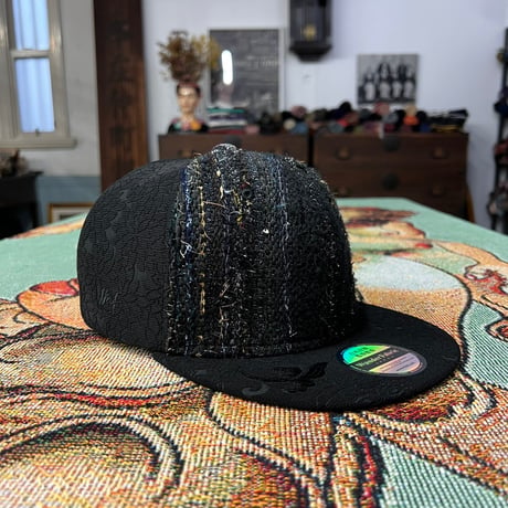 【XL】手縫刺繍ｘ裂き手織りｘ信長マントMIXCAP 01