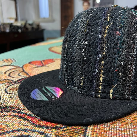 【XL】手縫刺繍ｘ裂き手織りｘ信長マントMIXCAP 01