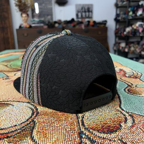 【XL】手縫刺繍ｘ裂き手織りｘ信長マントMIXCAP 02