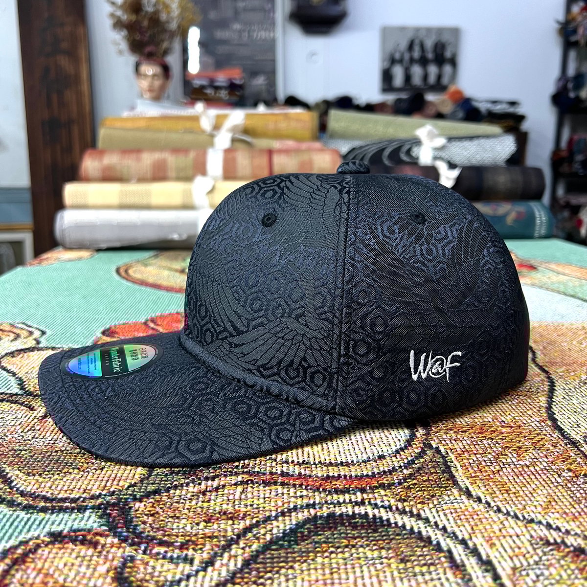 カーブツバタイプA】NISHIJINBLACK CAP：黒鶴 | W@NDERFABRIC®