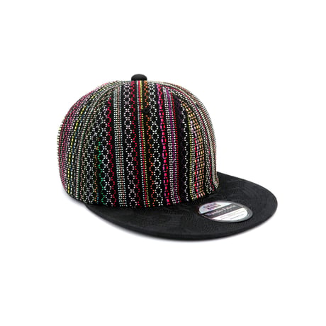 【XL】手縫刺繍＆桐生織MIXCAP：01
