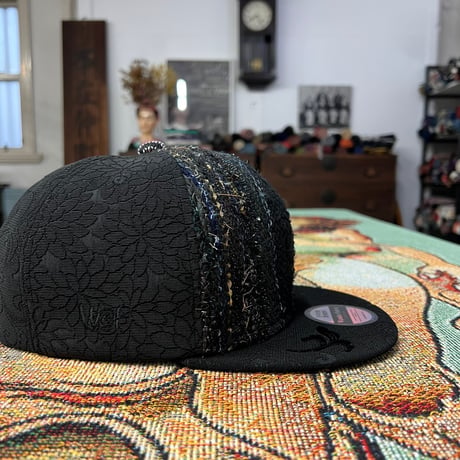 【XL】手縫刺繍ｘ裂き手織りｘ信長マントMIXCAP 01