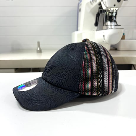 【S】手縫刺繍ｘNISHIJINBLACK CAP（カーブツバタイプ）