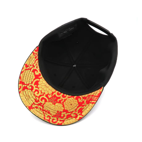 NISHIJINBLACK CAP x ツバ裏NISHIJIN”仏”RED