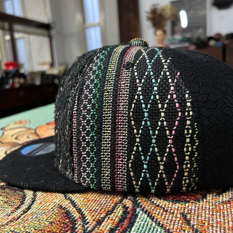 【XL】手縫刺繍ｘ裂き手織りｘ信長マントMIXCAP 01