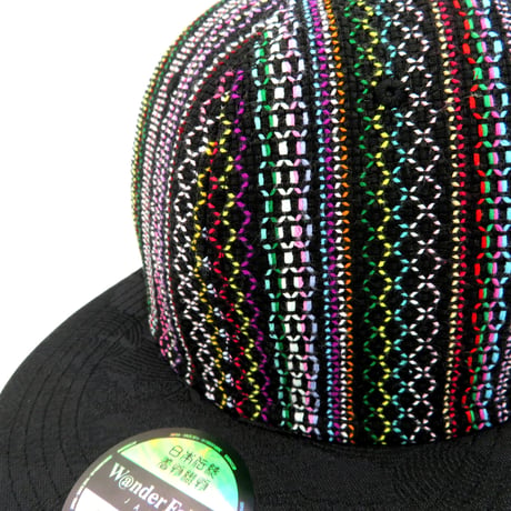 【XL】手縫刺繍＆桐生織MIXCAP：02