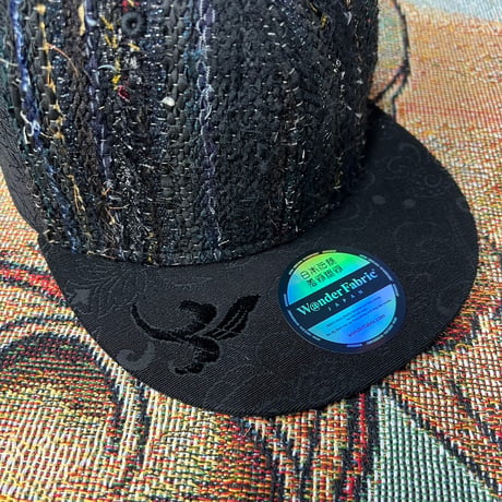 【XL】手縫刺繍ｘ裂き手織りｘ信長マントMIXCAP 01