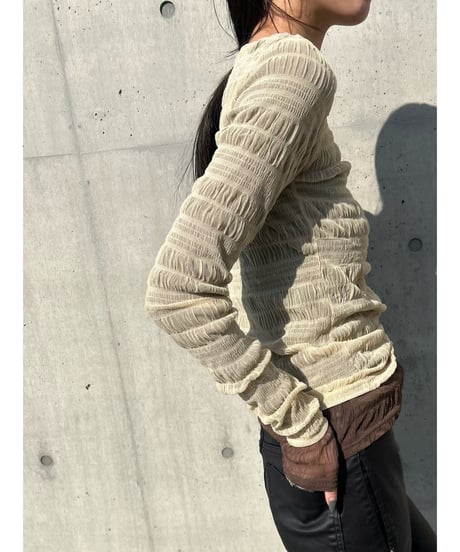 【即納】see-through gather tops