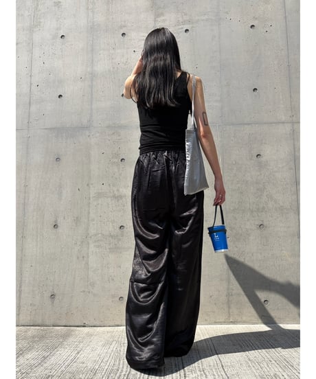 relax satin wide pants