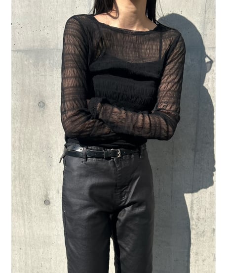 【即納】see-through gather tops
