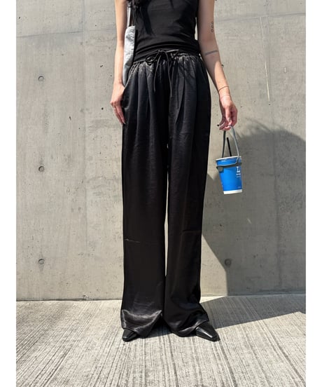 relax satin wide pants