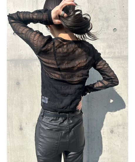 【即納】see-through gather tops