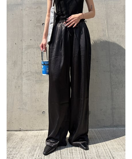 relax satin wide pants