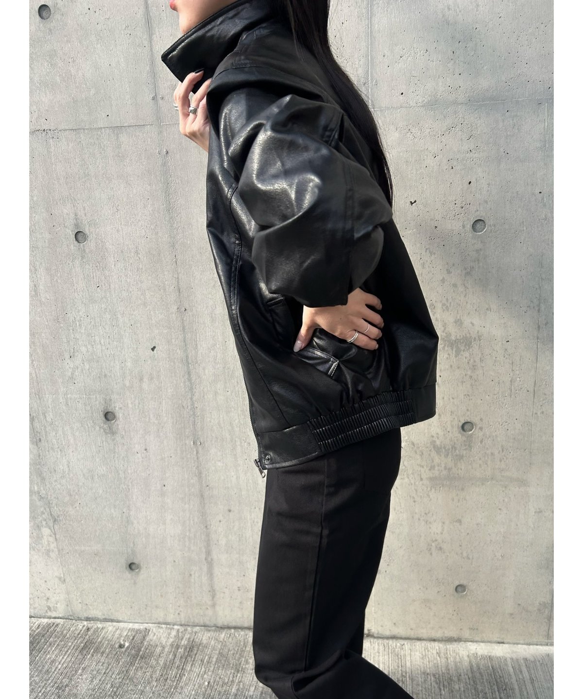 ジャケット・アウター eco leather jacket Worn-effect eco-leather jacket :: LICHI - Online fashion store