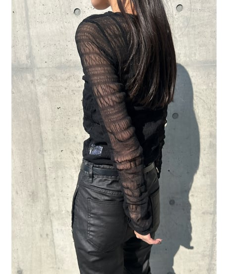 【即納】see-through gather tops