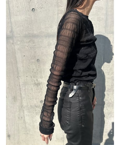 【即納】see-through gather tops