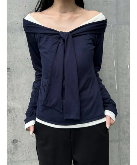 【即納】layered off shoulder tops