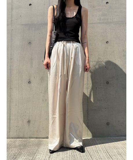 relax satin wide pants