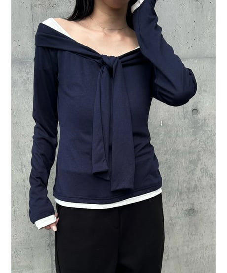 【即納】layered off shoulder tops