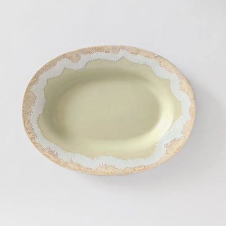 Melt series oval plate L -雪どけ