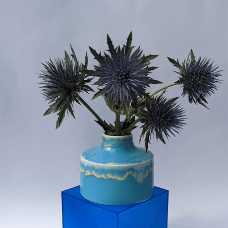 Melt series flower vase -Niagara blue