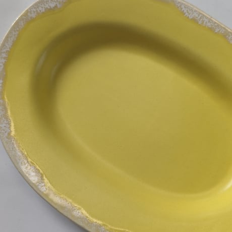 Melt series oval plate L -Lemon yellow