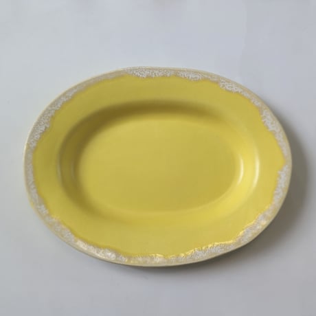 Melt series oval plate L -Lemon yellow