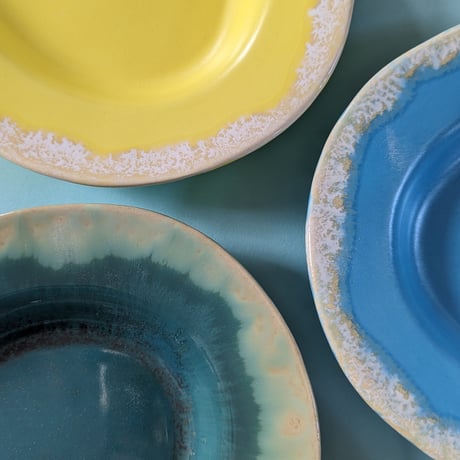 Melt series oval plate L -Niagara blue
