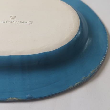 Melt series oval plate L -Niagara blue