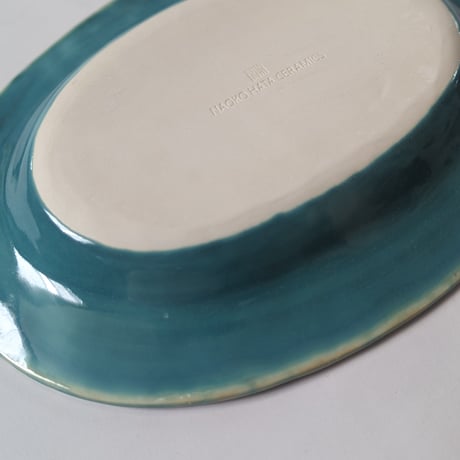 Melt series oval plate L - Bottle green