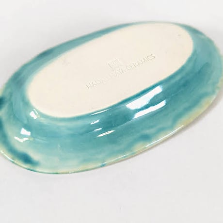 Melt series oval plate S - Bottle green