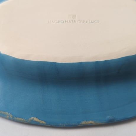 Melt series oval plate L -Niagara blue