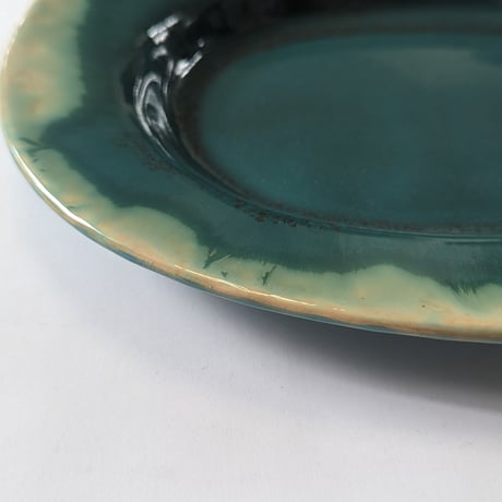 Melt series oval plate L - Bottle green