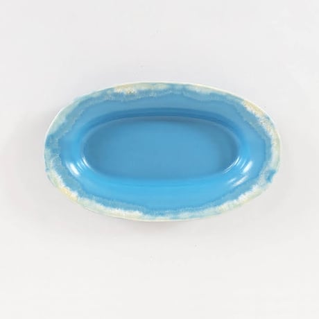 Melt series oval plate S - Niagara blue