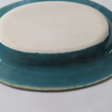 Melt series oval plate L - Bottle green