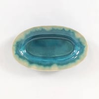 Melt series oval plate S - Bottle green
