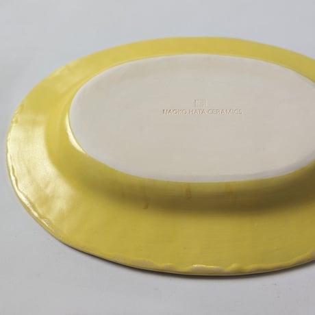 Melt series oval plate L -Lemon yellow