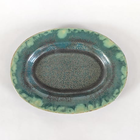 Melt series oval plate L - Bottle green
