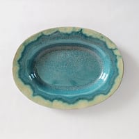 Melt series oval plate L - Bottle green