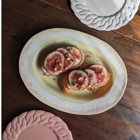 Melt series oval plate L -雪どけ
