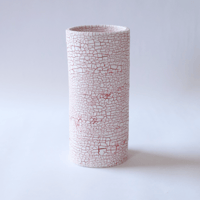 白い大地series flower vase-L-red
