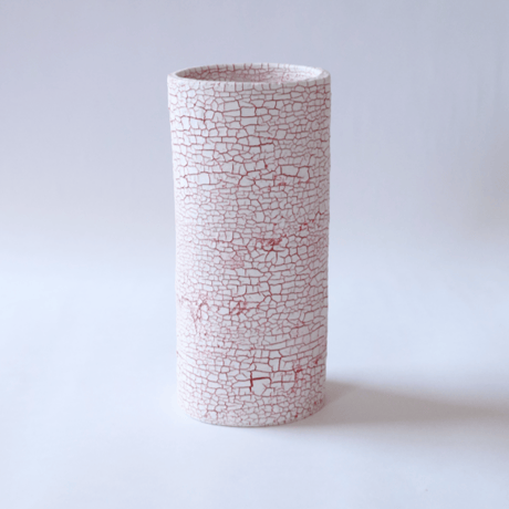 白い大地series flower vase-L-red