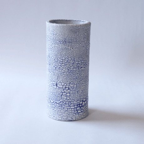 白い大地series-flower vase L-blue